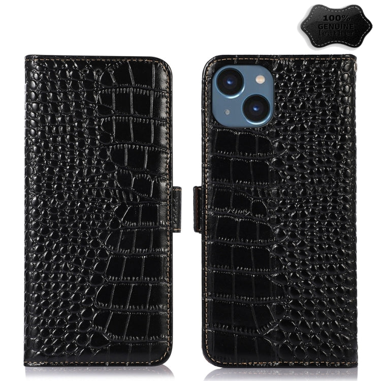 For iPhone 15 Crocodile Top Layer Cowhide Leather Phone Case(Black) - iPhone 15 Cases by buy2fix | Online Shopping UK | buy2fix