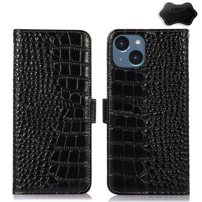 For iPhone 15 Crocodile Top Layer Cowhide Leather Phone Case(Black) - iPhone 15 Cases by buy2fix | Online Shopping UK | buy2fix