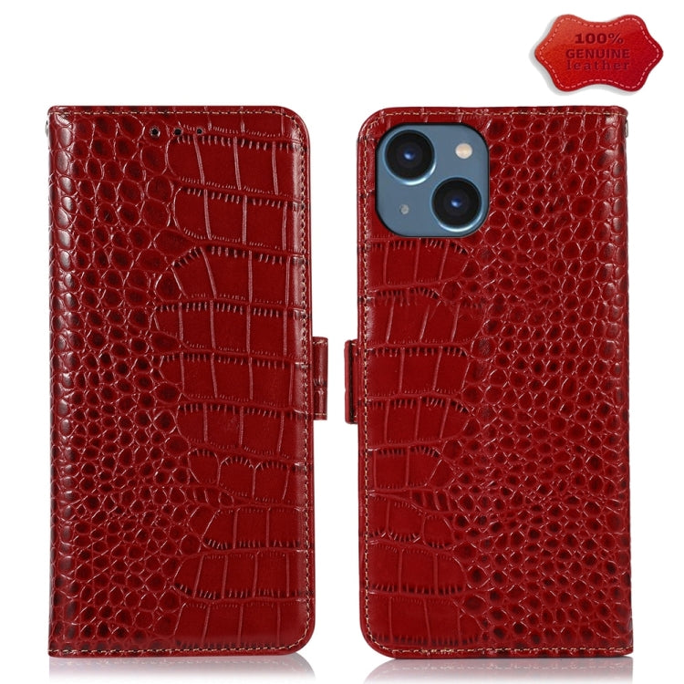 For iPhone 15 Crocodile Top Layer Cowhide Leather Phone Case(Red) - iPhone 15 Cases by buy2fix | Online Shopping UK | buy2fix