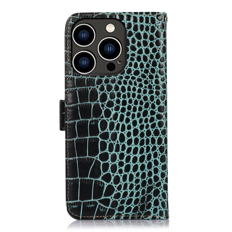 For iPhone 16 Pro Crocodile Top Layer Cowhide Leather Phone Case(Green) - iPhone 16 Pro Cases by buy2fix | Online Shopping UK | buy2fix