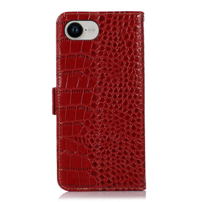 For iPhone 16e Crocodile Top Layer Cowhide Leather Phone Case(Red) - iPhone 16e Cases by buy2fix | Online Shopping UK | buy2fix