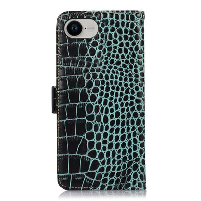 For iPhone 16e Crocodile Top Layer Cowhide Leather Phone Case(Green) - iPhone 16e Cases by buy2fix | Online Shopping UK | buy2fix