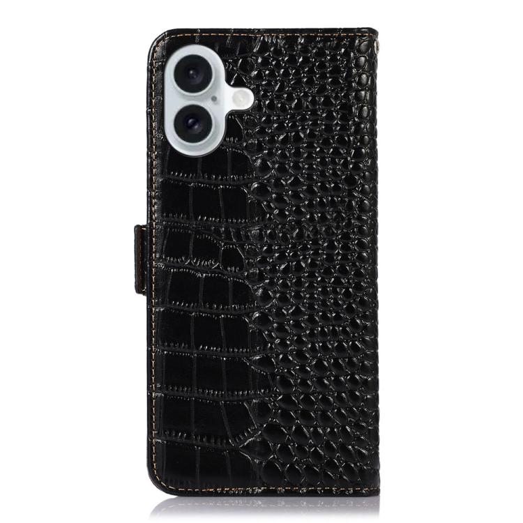 For iPhone 17 Crocodile Top Layer Cowhide Leather Phone Case(Black) - iPhone 17 Cases by buy2fix | Online Shopping UK | buy2fix