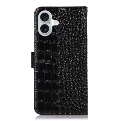 For iPhone 17 Crocodile Top Layer Cowhide Leather Phone Case(Black) - iPhone 17 Cases by buy2fix | Online Shopping UK | buy2fix