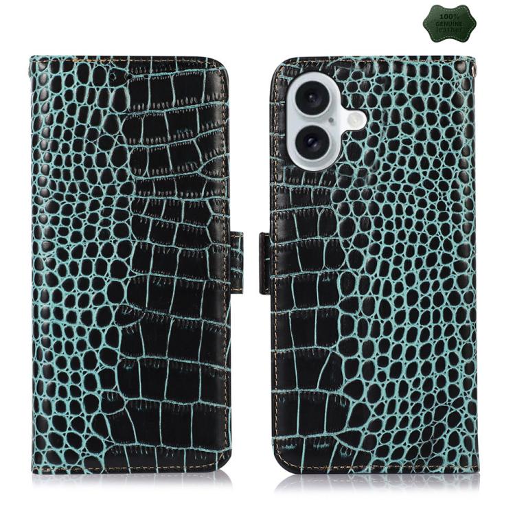 For iPhone 17 Crocodile Top Layer Cowhide Leather Phone Case(Green) - iPhone 17 Cases by buy2fix | Online Shopping UK | buy2fix