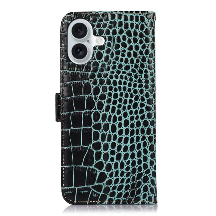 For iPhone 17 Crocodile Top Layer Cowhide Leather Phone Case(Green) - iPhone 17 Cases by buy2fix | Online Shopping UK | buy2fix