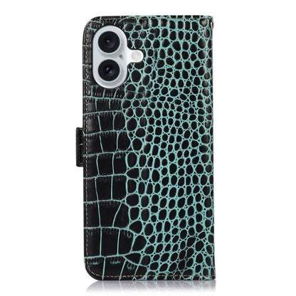 For iPhone 17 Crocodile Top Layer Cowhide Leather Phone Case(Green) - iPhone 17 Cases by buy2fix | Online Shopping UK | buy2fix