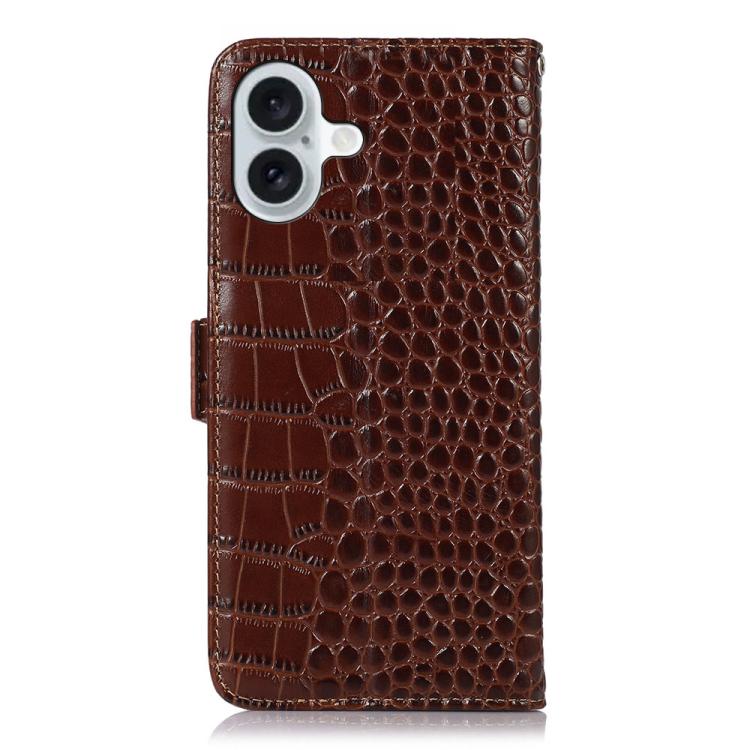 For iPhone 17 Crocodile Top Layer Cowhide Leather Phone Case(Brown) - iPhone 17 Cases by buy2fix | Online Shopping UK | buy2fix
