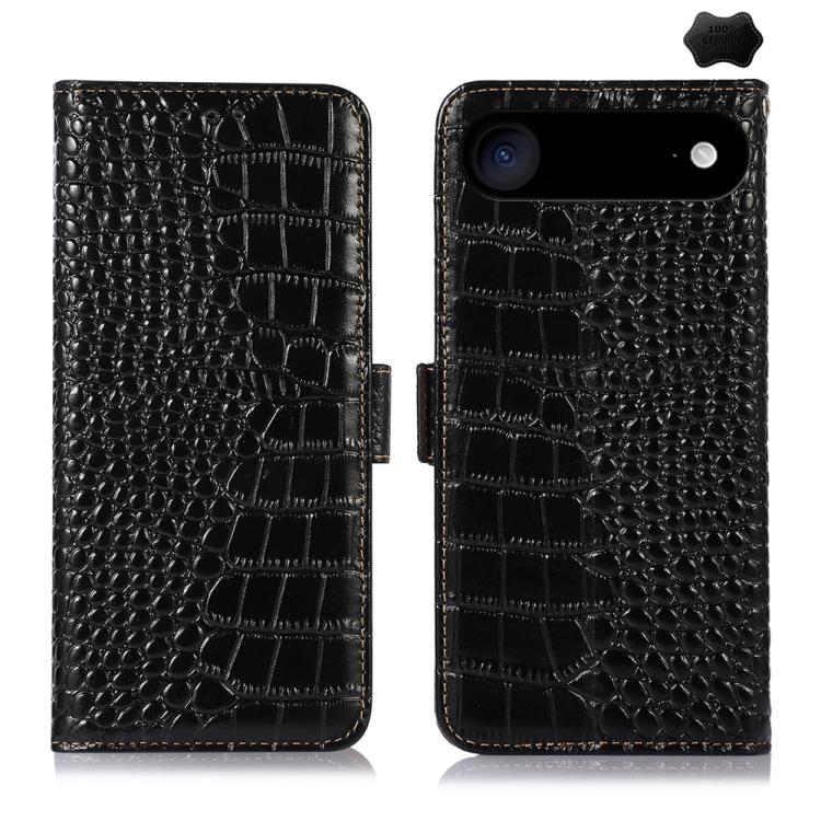 For iPhone 17 Air Crocodile Top Layer Cowhide Leather Phone Case(Black) - iPhone 17 Air Cases by buy2fix | Online Shopping UK | buy2fix