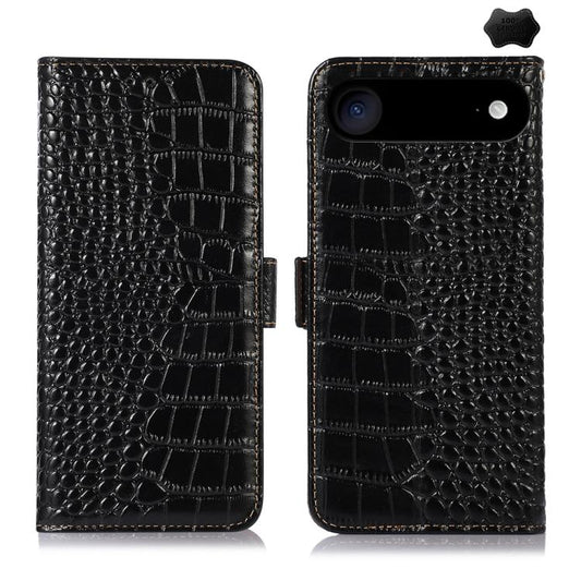 For iPhone 17 Air Crocodile Top Layer Cowhide Leather Phone Case(Black) - iPhone 17 Air Cases by buy2fix | Online Shopping UK | buy2fix