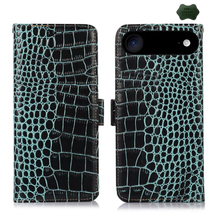 For iPhone 17 Air Crocodile Top Layer Cowhide Leather Phone Case(Green) - iPhone 17 Air Cases by buy2fix | Online Shopping UK | buy2fix