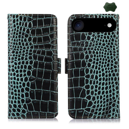 For iPhone 17 Air Crocodile Top Layer Cowhide Leather Phone Case(Green) - iPhone 17 Air Cases by buy2fix | Online Shopping UK | buy2fix