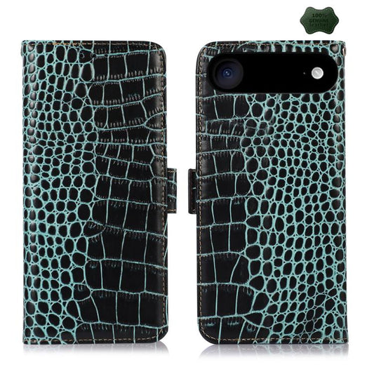 For iPhone 17 Air Crocodile Top Layer Cowhide Leather Phone Case(Green) - iPhone 17 Air Cases by buy2fix | Online Shopping UK | buy2fix