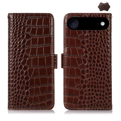 For iPhone 17 Air Crocodile Top Layer Cowhide Leather Phone Case(Brown) - iPhone 17 Air Cases by buy2fix | Online Shopping UK | buy2fix