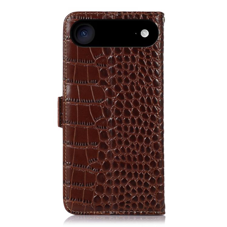 For iPhone 17 Air Crocodile Top Layer Cowhide Leather Phone Case(Brown) - iPhone 17 Air Cases by buy2fix | Online Shopping UK | buy2fix