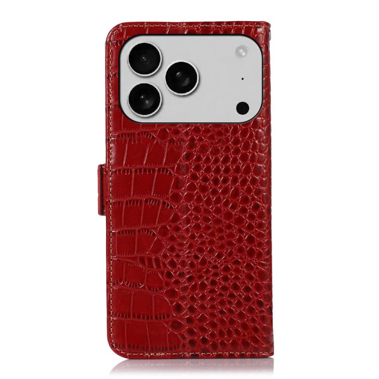 For iPhone 17 Pro Crocodile Top Layer Cowhide Leather Phone Case(Red) - iPhone 17 Pro Cases by buy2fix | Online Shopping UK | buy2fix