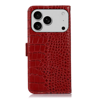 For iPhone 17 Pro Max Crocodile Top Layer Cowhide Leather Phone Case(Red) - iPhone 17 Pro Max Cases by buy2fix | Online Shopping UK | buy2fix