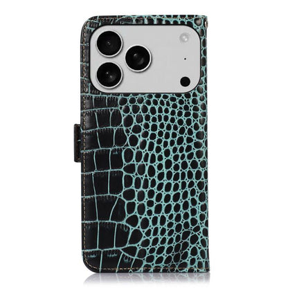 For iPhone 17 Pro Max Crocodile Top Layer Cowhide Leather Phone Case(Green) - iPhone 17 Pro Max Cases by buy2fix | Online Shopping UK | buy2fix
