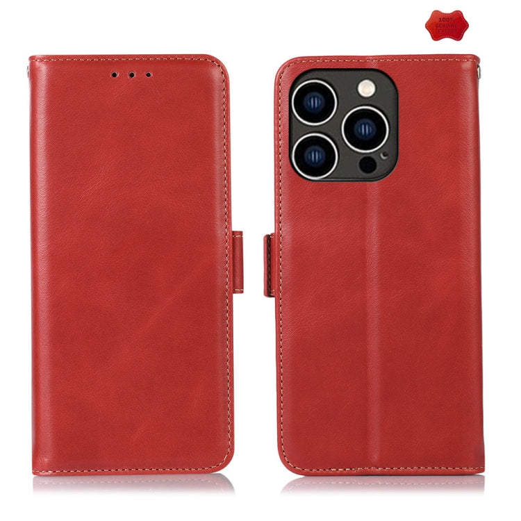 For iPhone 16 Pro Crazy Horse Top Layer Cowhide Leather Phone Case(Red) - iPhone 16 Pro Cases by buy2fix | Online Shopping UK | buy2fix