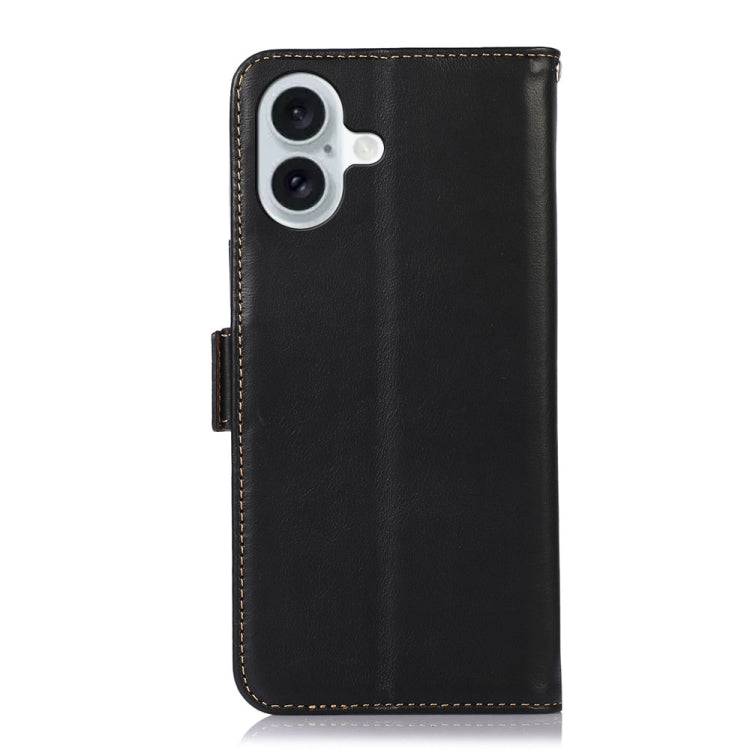 For iPhone 16 Plus Crazy Horse Top Layer Cowhide Leather Phone Case(Black) - iPhone 16 Plus Cases by buy2fix | Online Shopping UK | buy2fix