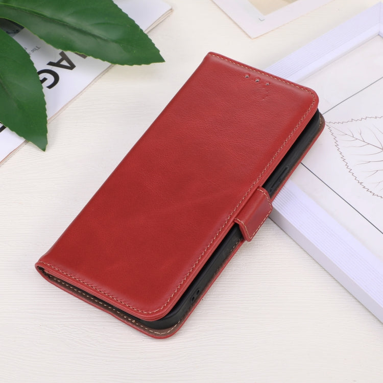 For iPhone 16 Plus Crazy Horse Top Layer Cowhide Leather Phone Case(Red) - iPhone 16 Plus Cases by buy2fix | Online Shopping UK | buy2fix