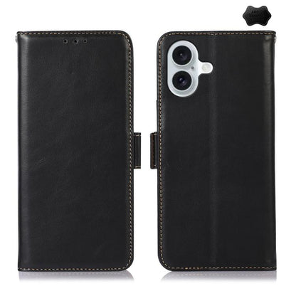 For iPhone 17 Crazy Horse Top Layer Cowhide Leather Phone Case(Black) - iPhone 17 Cases by buy2fix | Online Shopping UK | buy2fix