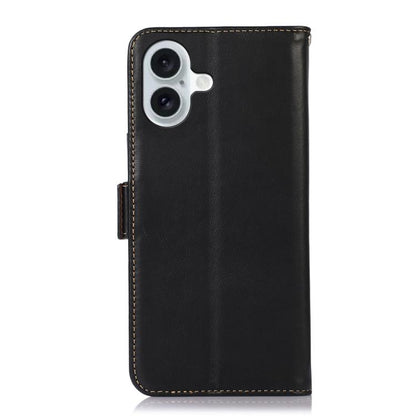 For iPhone 17 Crazy Horse Top Layer Cowhide Leather Phone Case(Black) - iPhone 17 Cases by buy2fix | Online Shopping UK | buy2fix