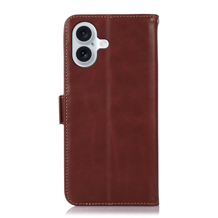 For iPhone 17 Crazy Horse Top Layer Cowhide Leather Phone Case(Brown) - iPhone 17 Cases by buy2fix | Online Shopping UK | buy2fix