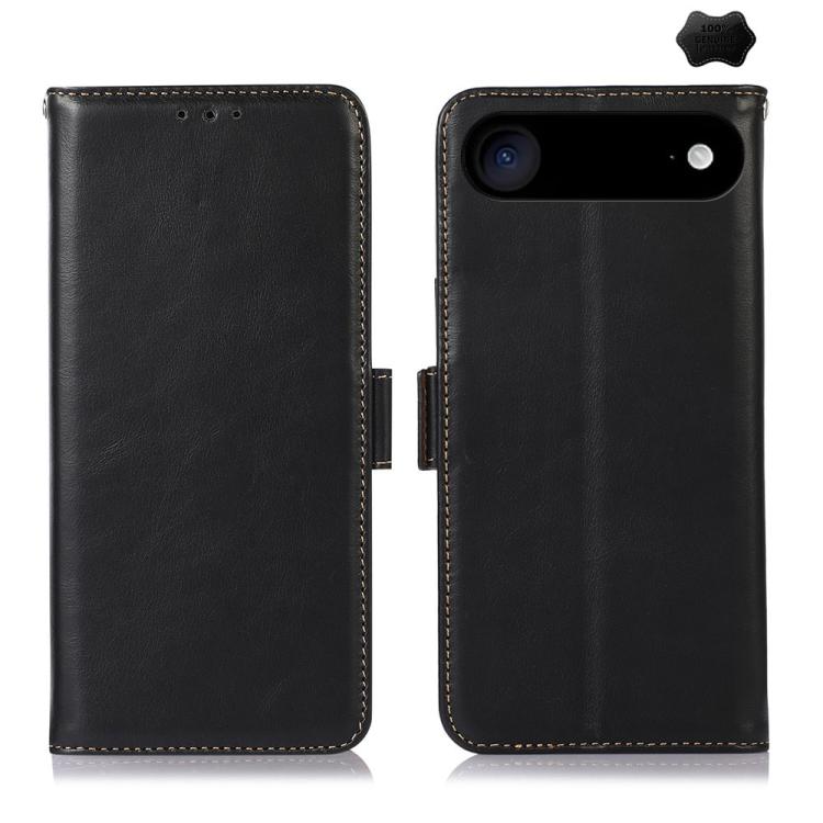 For iPhone 17 Air Crazy Horse Top Layer Cowhide Leather Phone Case(Black) - iPhone 17 Air Cases by buy2fix | Online Shopping UK | buy2fix