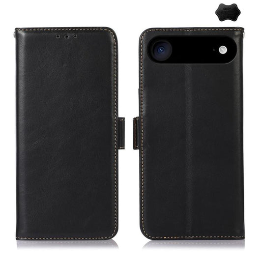 For iPhone 17 Air Crazy Horse Top Layer Cowhide Leather Phone Case(Black) - iPhone 17 Air Cases by buy2fix | Online Shopping UK | buy2fix