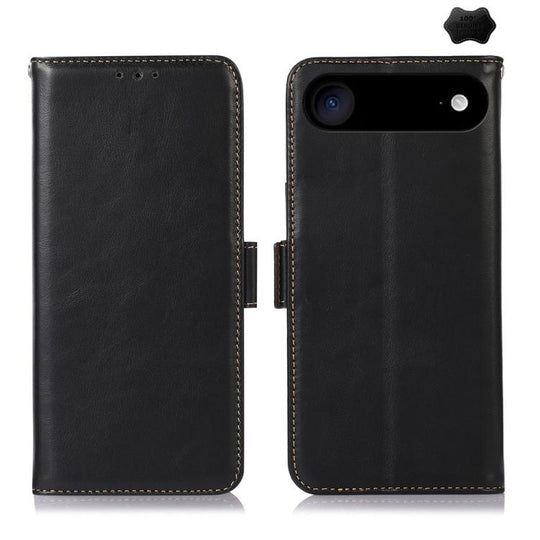 For iPhone 17 Air Crazy Horse Top Layer Cowhide Leather Phone Case(Black)