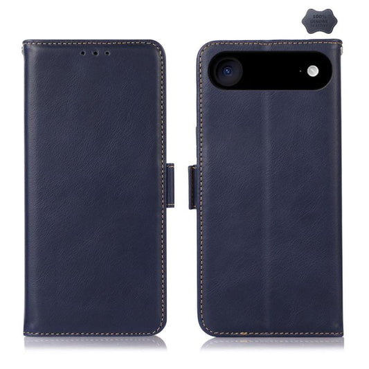 For iPhone 17 Air Crazy Horse Top Layer Cowhide Leather Phone Case(Blue) - iPhone 17 Air Cases by buy2fix | Online Shopping UK | buy2fix