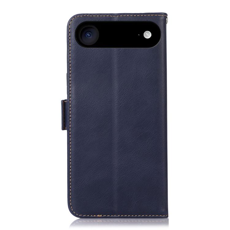 For iPhone 17 Air Crazy Horse Top Layer Cowhide Leather Phone Case(Blue) - iPhone 17 Air Cases by buy2fix | Online Shopping UK | buy2fix