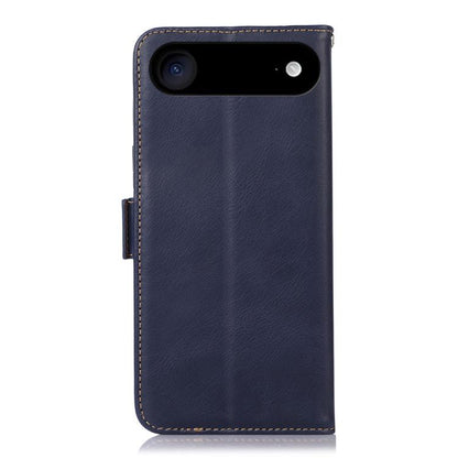 For iPhone 17 Air Crazy Horse Top Layer Cowhide Leather Phone Case(Blue) - iPhone 17 Air Cases by buy2fix | Online Shopping UK | buy2fix