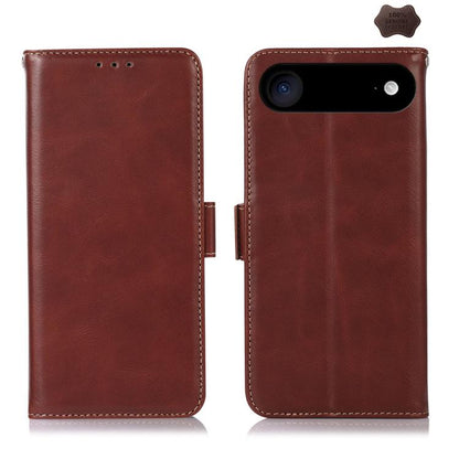 For iPhone 17 Air Crazy Horse Top Layer Cowhide Leather Phone Case(Brown) - iPhone 17 Air Cases by buy2fix | Online Shopping UK | buy2fix