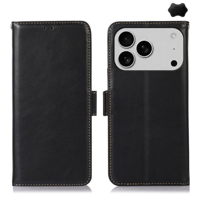 For iPhone 17 Pro Crazy Horse Top Layer Cowhide Leather Phone Case(Black) - iPhone 17 Pro Cases by buy2fix | Online Shopping UK | buy2fix
