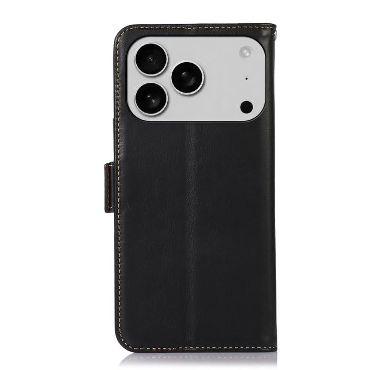 For iPhone 17 Pro Crazy Horse Top Layer Cowhide Leather Phone Case(Black) - iPhone 17 Pro Cases by buy2fix | Online Shopping UK | buy2fix