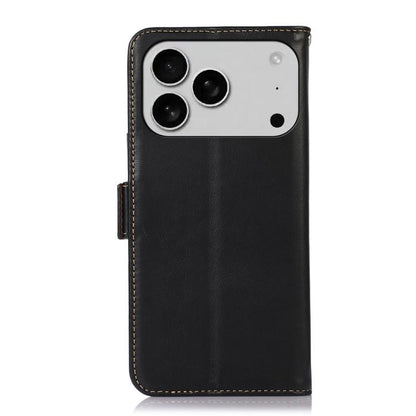 For iPhone 17 Pro Crazy Horse Top Layer Cowhide Leather Phone Case(Black) - iPhone 17 Pro Cases by buy2fix | Online Shopping UK | buy2fix