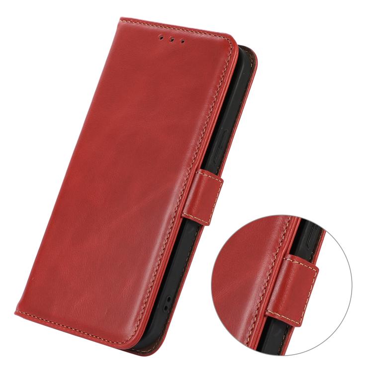 For iPhone 17 Pro Crazy Horse Top Layer Cowhide Leather Phone Case(Red) - iPhone 17 Pro Cases by buy2fix | Online Shopping UK | buy2fix
