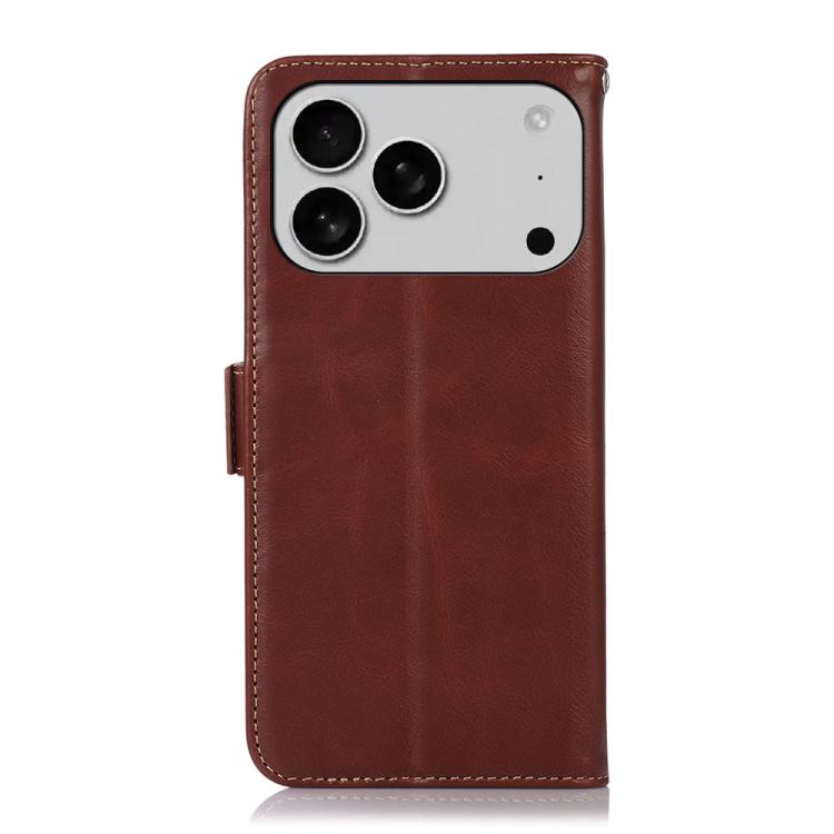 For iPhone 17 Pro Crazy Horse Top Layer Cowhide Leather Phone Case(Brown) - iPhone 17 Pro Cases by buy2fix | Online Shopping UK | buy2fix