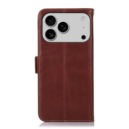 For iPhone 17 Pro Crazy Horse Top Layer Cowhide Leather Phone Case(Brown) - iPhone 17 Pro Cases by buy2fix | Online Shopping UK | buy2fix