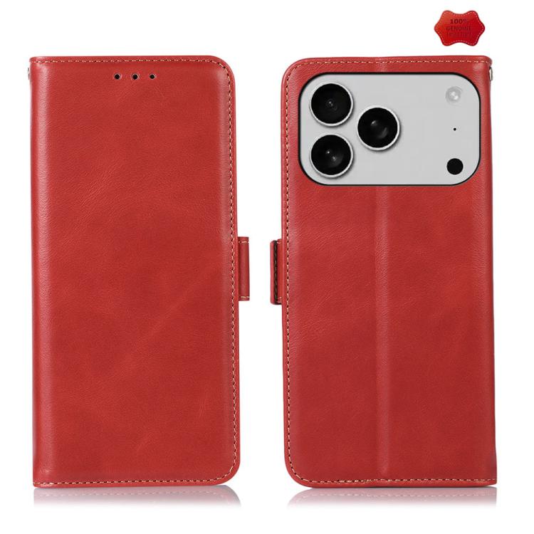 For iPhone 17 Pro Max Crazy Horse Top Layer Cowhide Leather Phone Case(Red) - iPhone 17 Pro Max Cases by buy2fix | Online Shopping UK | buy2fix
