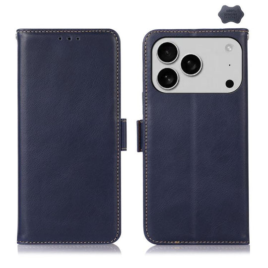 For iPhone 18 Pro Max / 17 Pro Max Crazy Horse Top Layer Cowhide Leather Phone Case(Blue)