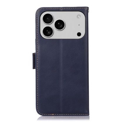 For iPhone 17 Pro Max Crazy Horse Top Layer Cowhide Leather Phone Case(Blue) - iPhone 17 Pro Max Cases by buy2fix | Online Shopping UK | buy2fix