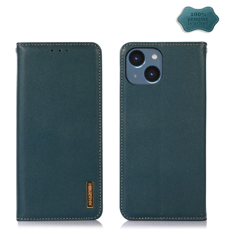 For iPhone 15 KHAZNEH Nappa Top Layer Cowhide Leather Phone Case(Green) - iPhone 15 Cases by buy2fix | Online Shopping UK | buy2fix