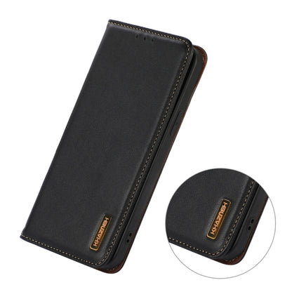 For iPhone 15 KHAZNEH Nappa Top Layer Cowhide Leather Phone Case(Black) - iPhone 15 Cases by buy2fix | Online Shopping UK | buy2fix