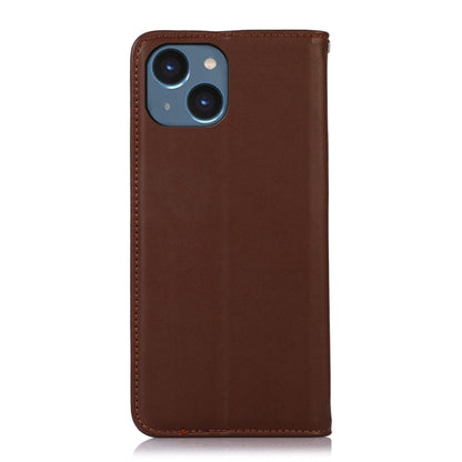 For iPhone 15 KHAZNEH Nappa Top Layer Cowhide Leather Phone Case(Brown) - iPhone 15 Cases by buy2fix | Online Shopping UK | buy2fix