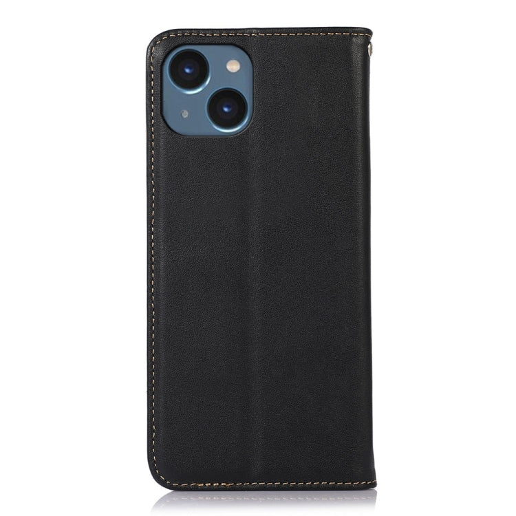 For iPhone 15 Plus KHAZNEH Nappa Top Layer Cowhide Leather Phone Case(Black) - iPhone 15 Plus Cases by buy2fix | Online Shopping UK | buy2fix