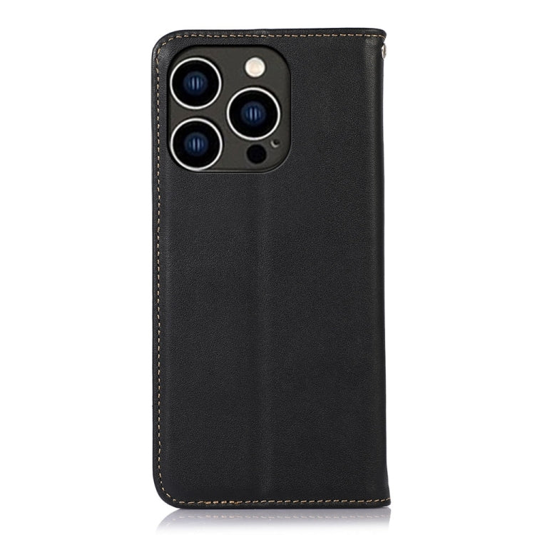 For iPhone 15 Pro Max KHAZNEH Nappa Top Layer Cowhide Leather Phone Case(Black) - iPhone 15 Pro Max Cases by buy2fix | Online Shopping UK | buy2fix