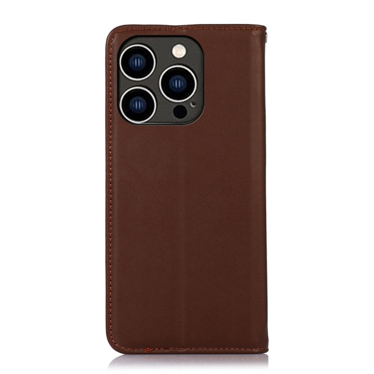 For iPhone 15 Pro Max KHAZNEH Nappa Top Layer Cowhide Leather Phone Case(Brown) - iPhone 15 Pro Max Cases by buy2fix | Online Shopping UK | buy2fix